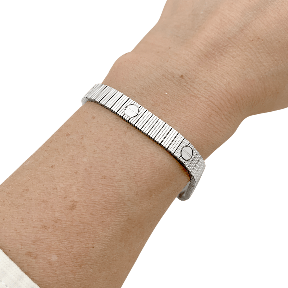 Bracelet Cartier, "Love Unlimited Souple", or blanc. 7