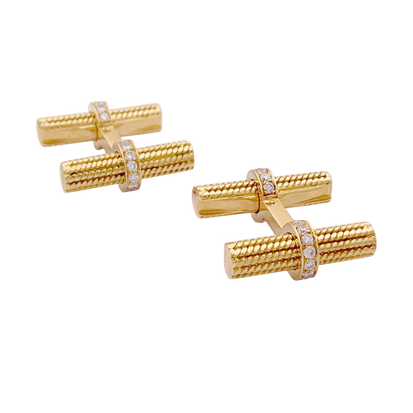 Boutons de manchette VAN CLEEF ET ARPELS, or jaune et diamants. 4