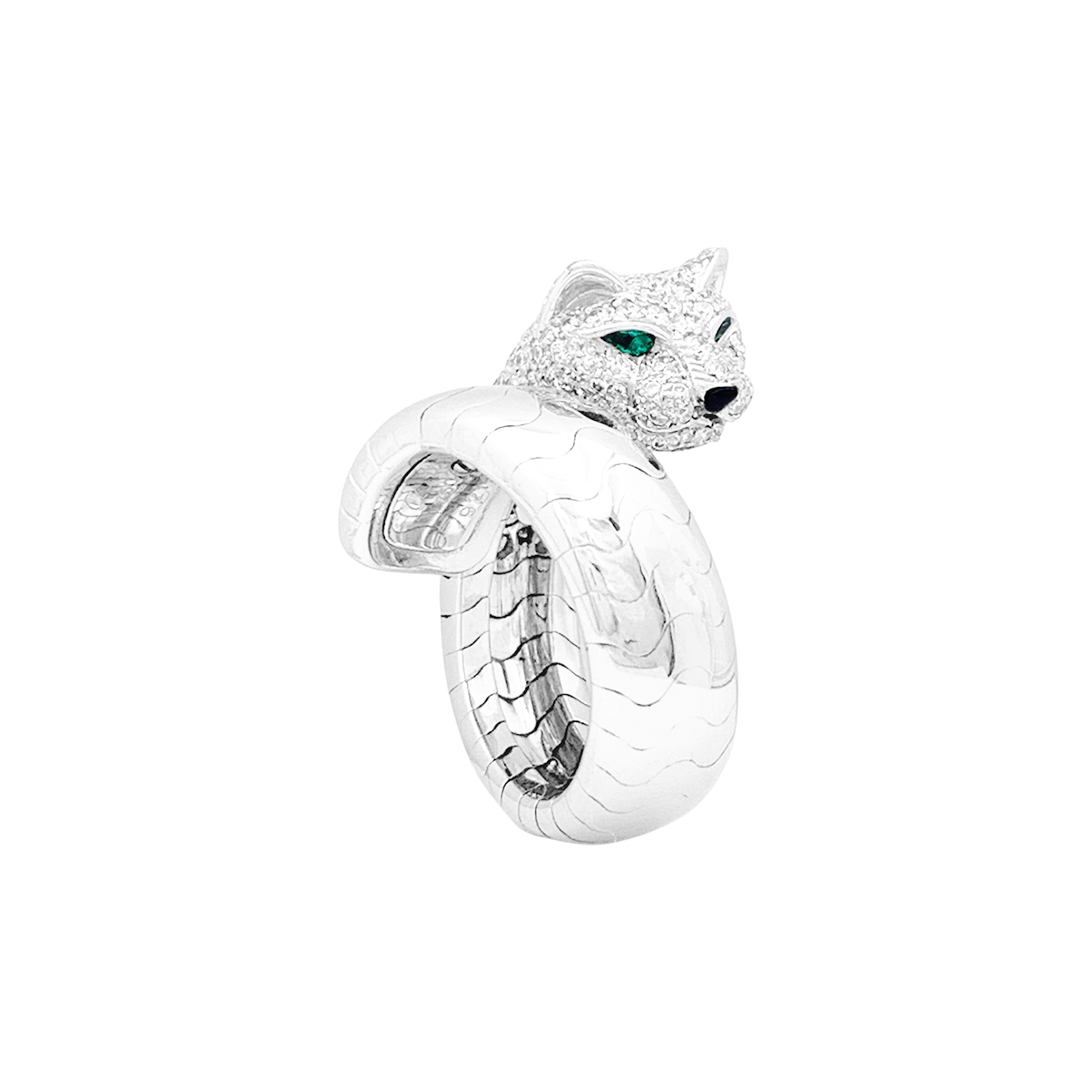 Bague CARTIER, "Lakarda", or blanc, diamants. 1