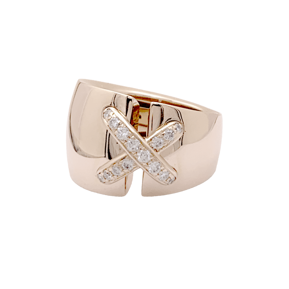 Bague Chaumet, "Liens" grand modèle, or rose, diamants. 1