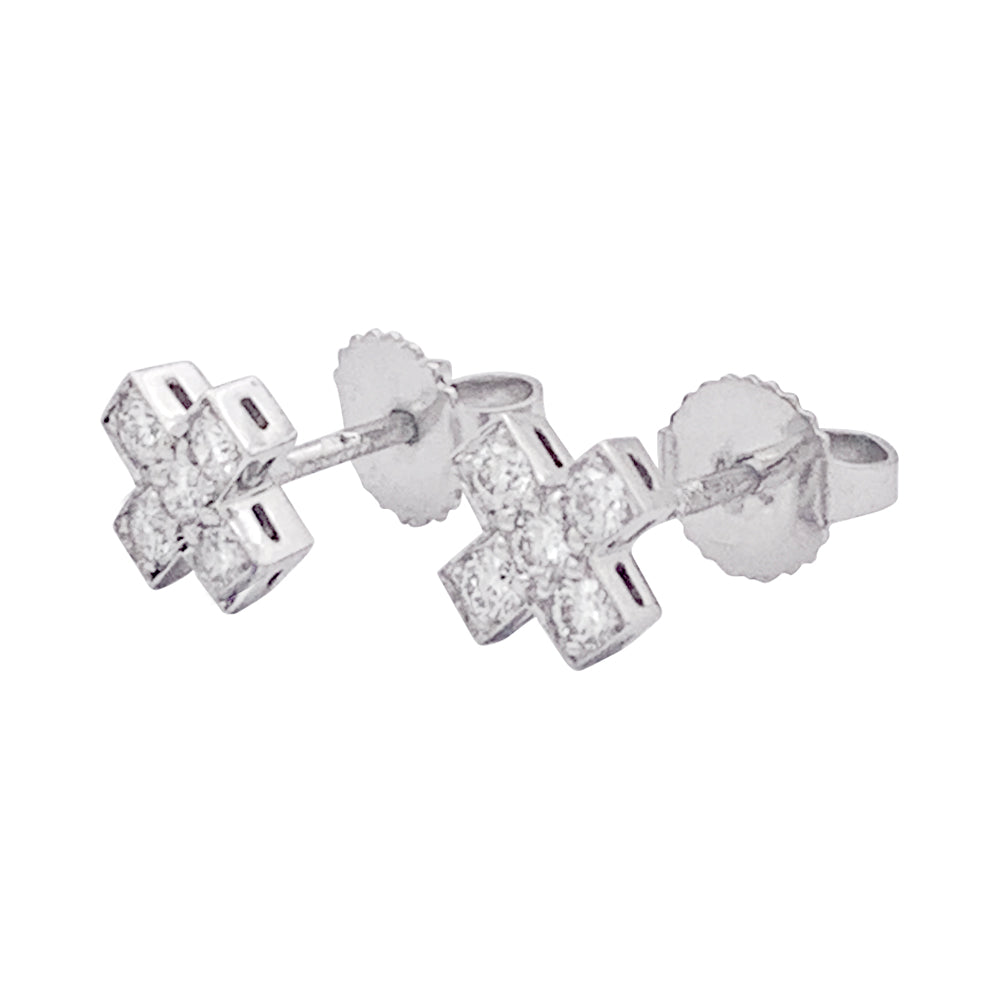 Boucles d'oreilles Tiffany & Co., "Croix", diamants, platine. 4