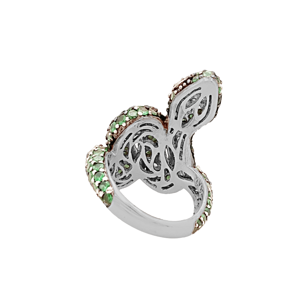 Bague Serpent, or blanc, or noirci, tsavorites et diamants. 6
