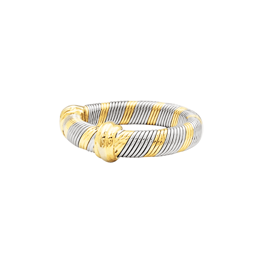 Bague Cartier, "Trinity", trois tons d'or et acier. 3