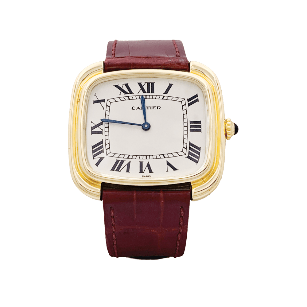 Montre Cartier, « Square » en or jaune et cuir. 1