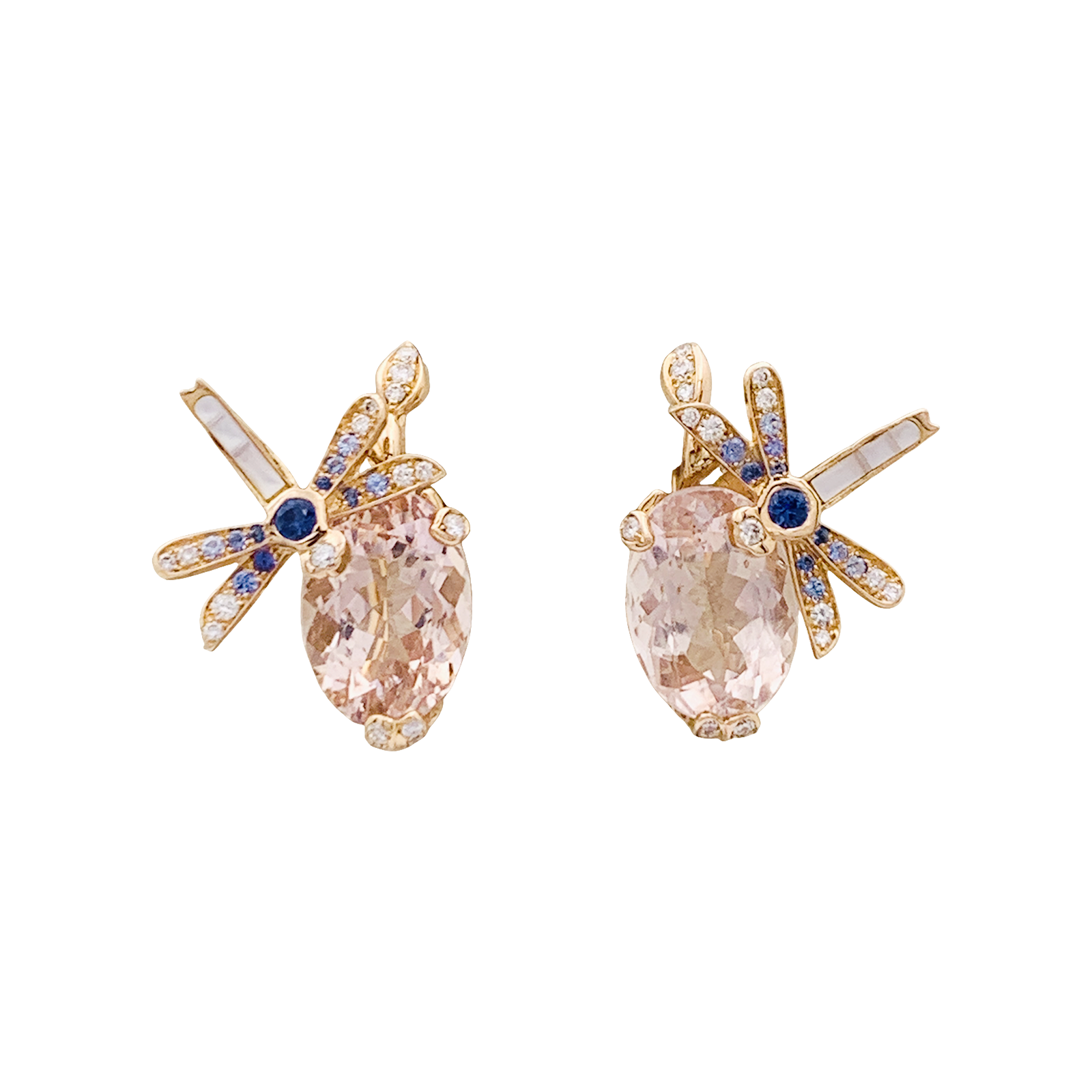 Boucles d'oreilles Dior "Gourmande" or rose, diamants, pierres de couleurs. 3