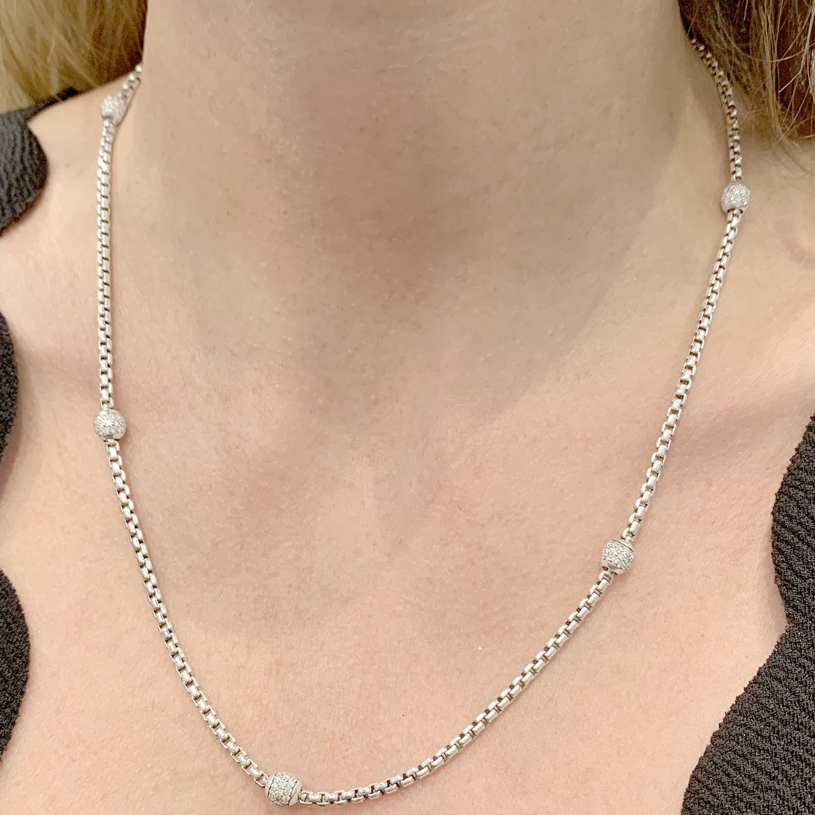 Collier David Yurman, argent, diamants. 5