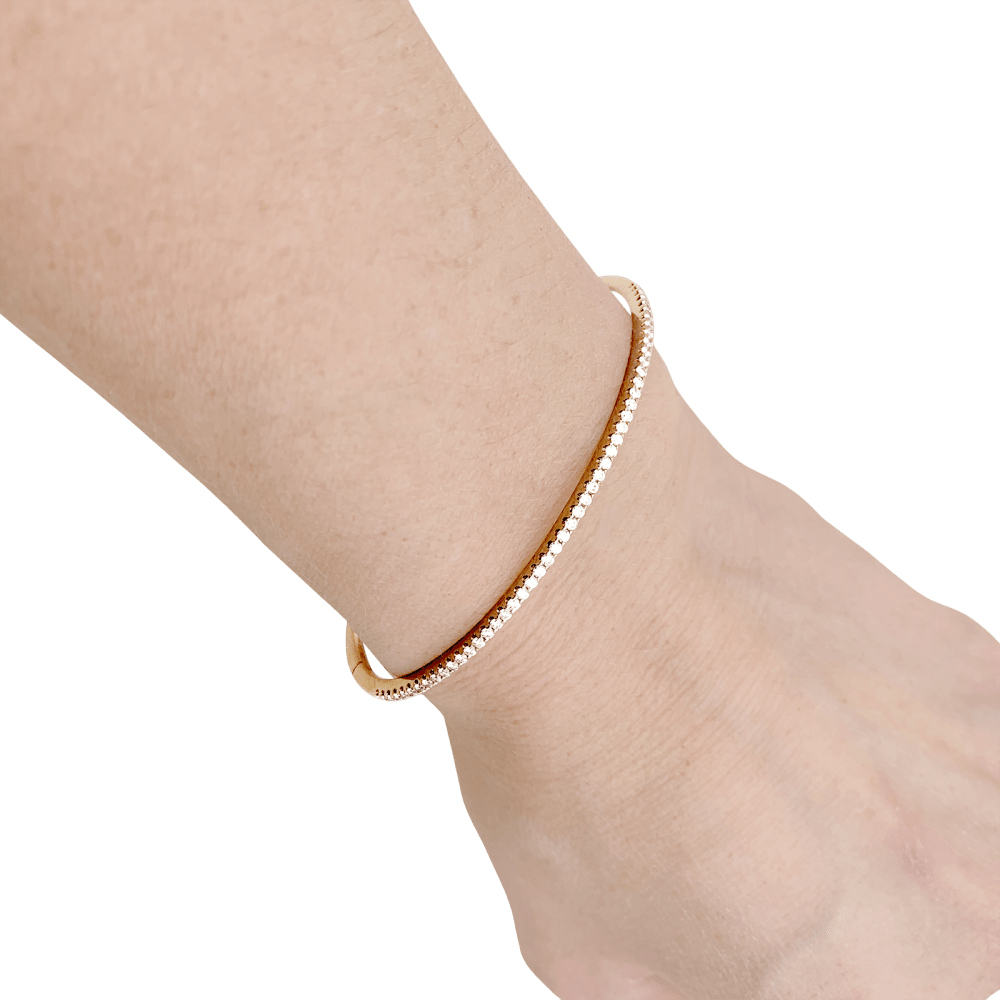 Bracelet jonc or rose et diamants. 6