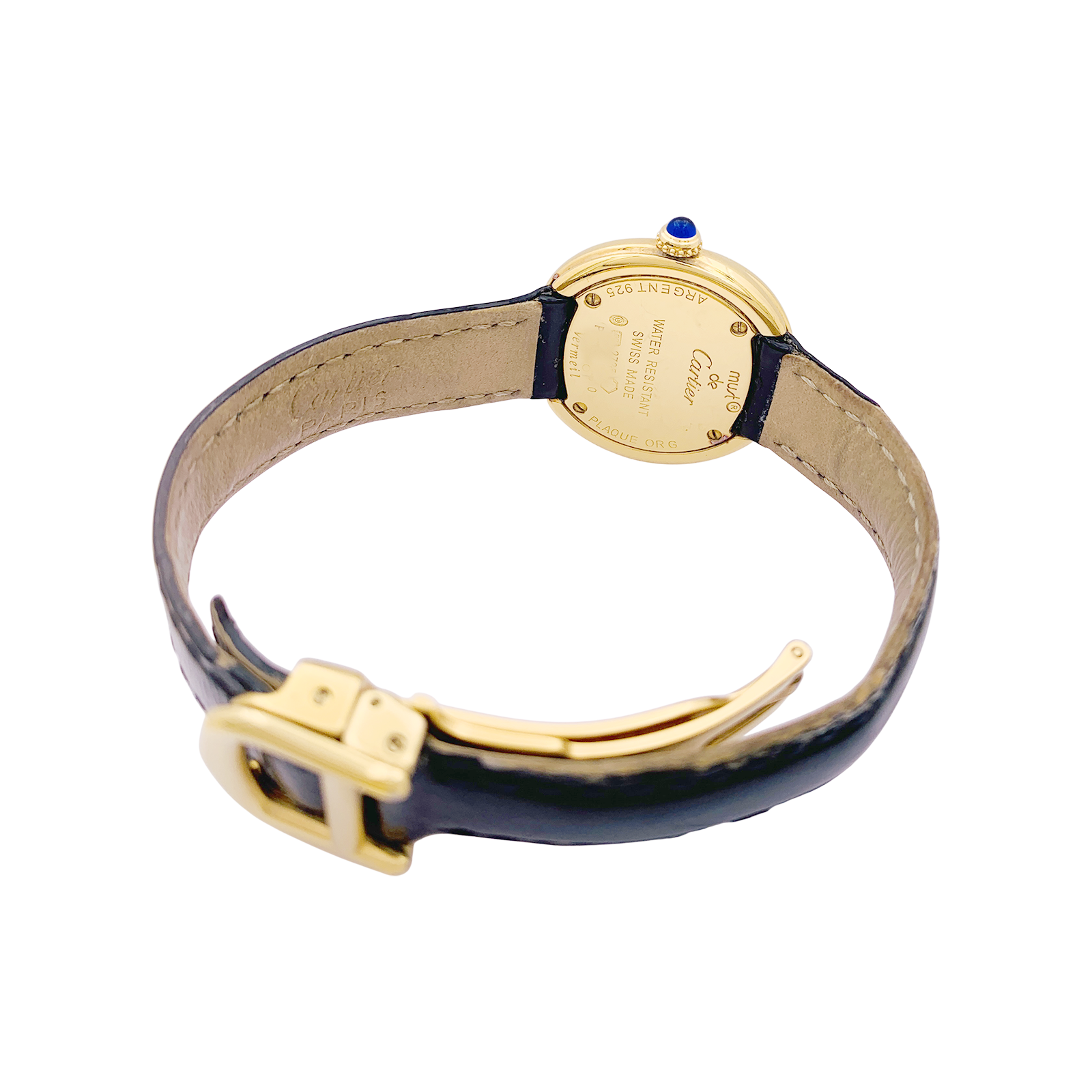Montre Cartier, "Trinity Must", argent plaqué or, cuir. 2