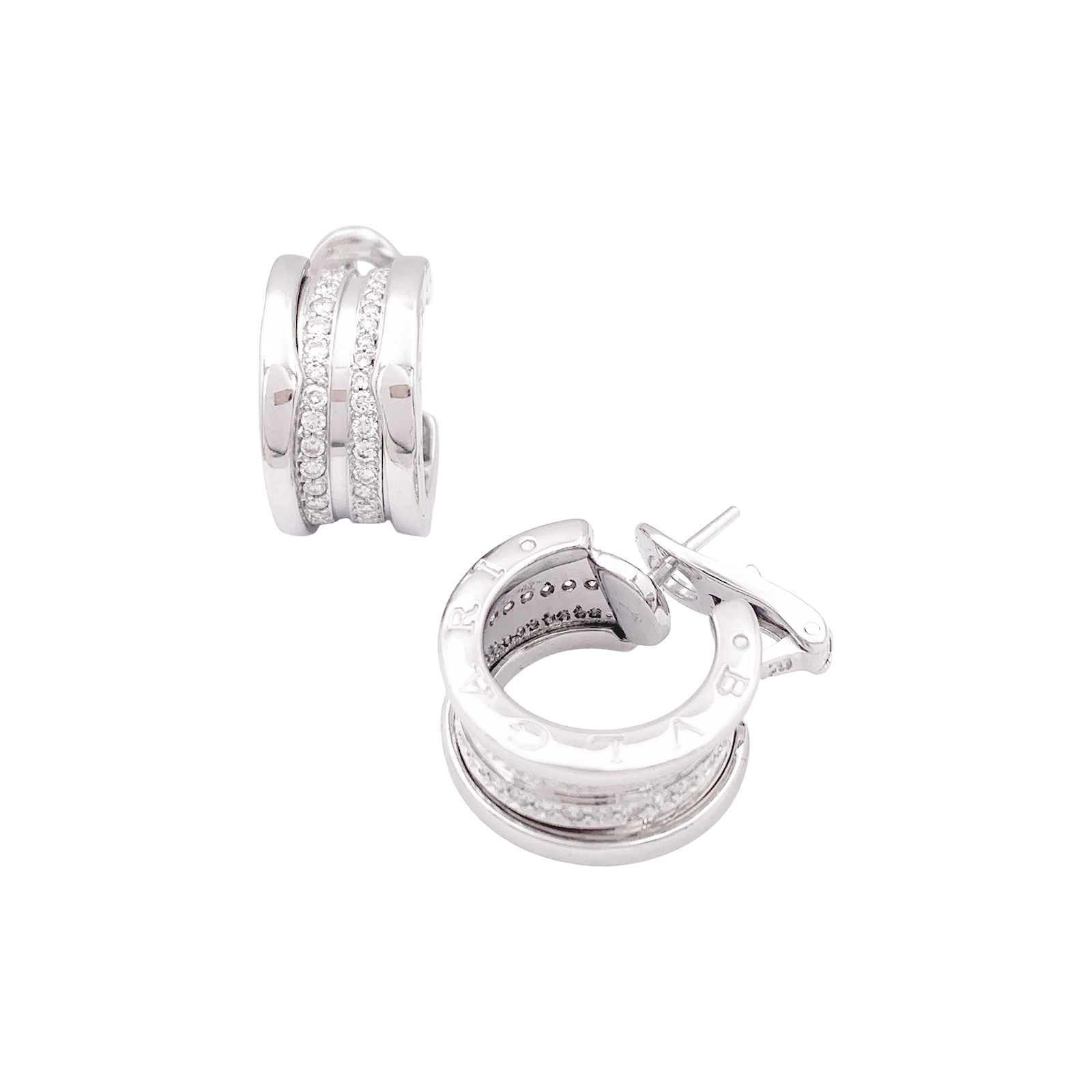 Créoles Bulagri "B.Zero1" or blanc, diamants. 4