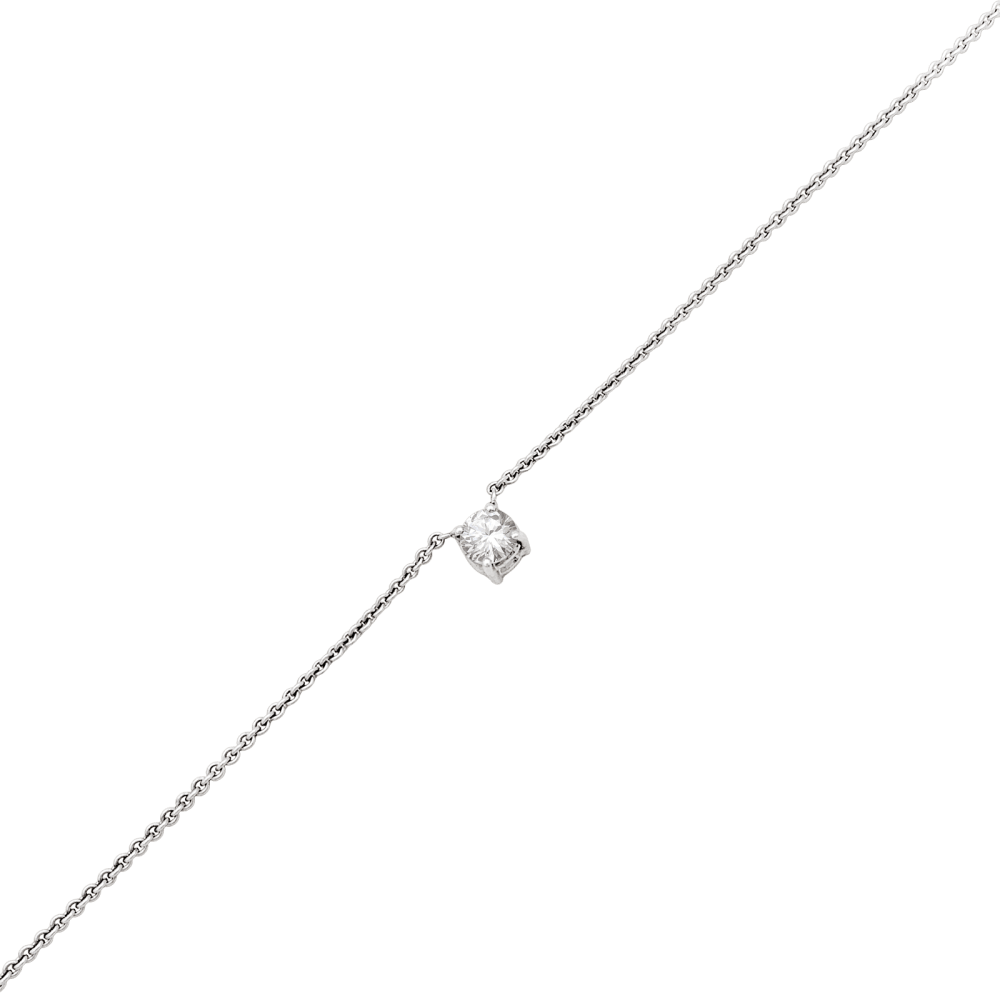 Collier solitaire, or blanc et diamant.  4