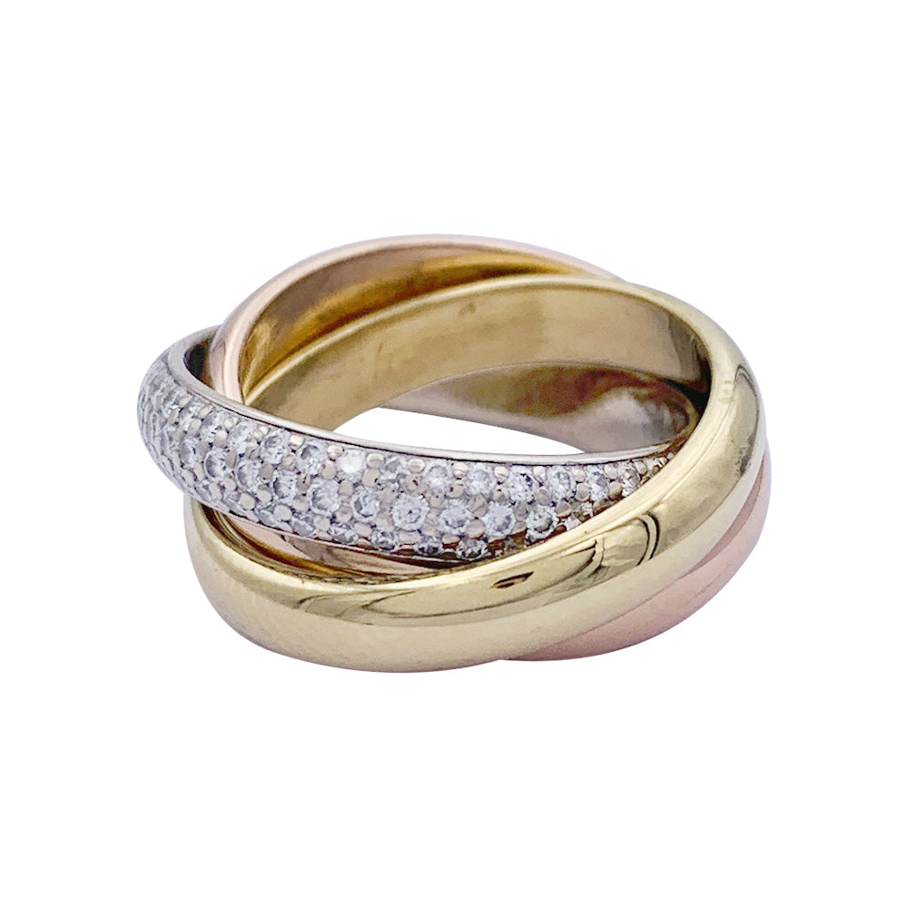 Bague Cartier, "Trinity" classique, 3 ors, diamants. 3