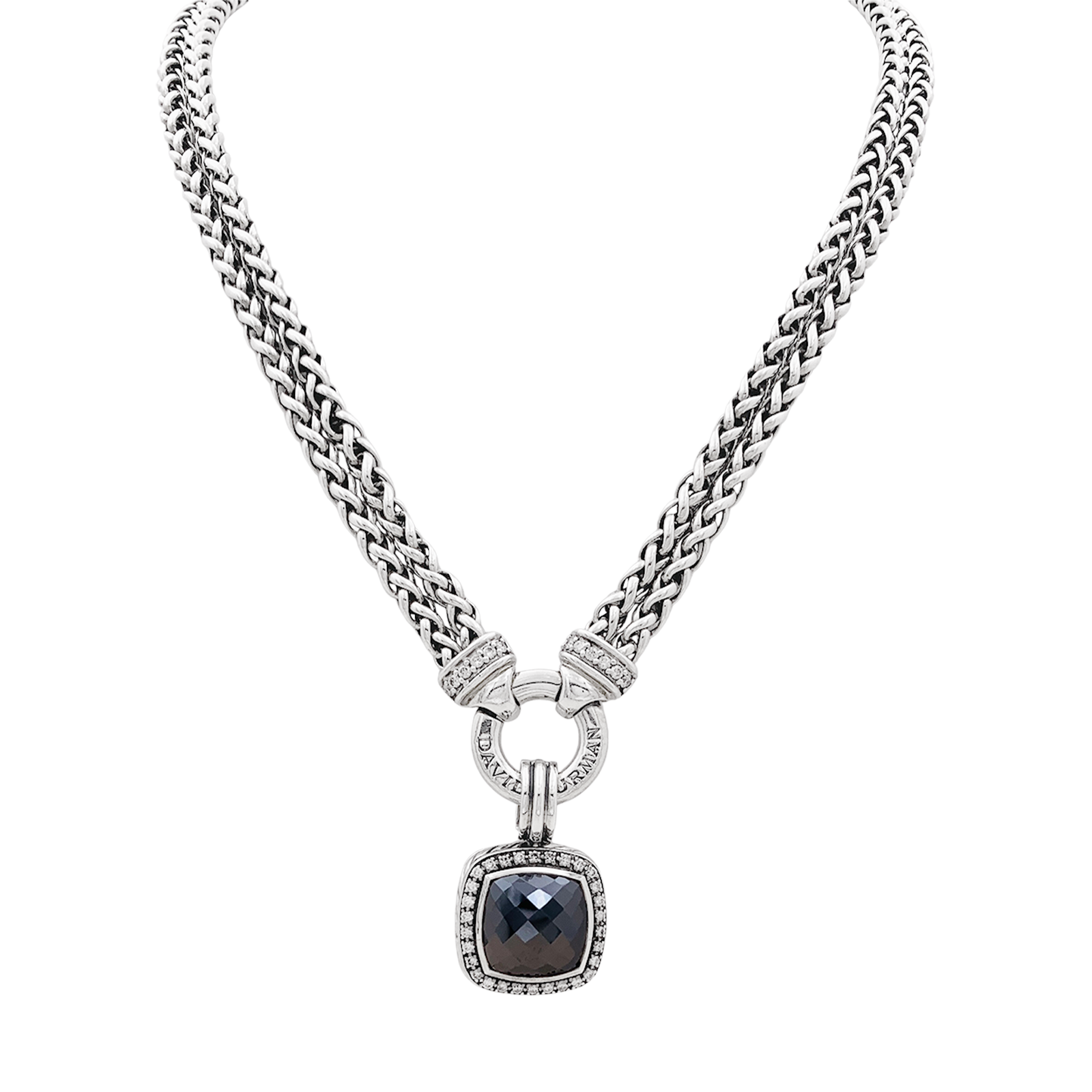 Collier David Yurman, "Grand Albion", argent, hématite, diamants. 1