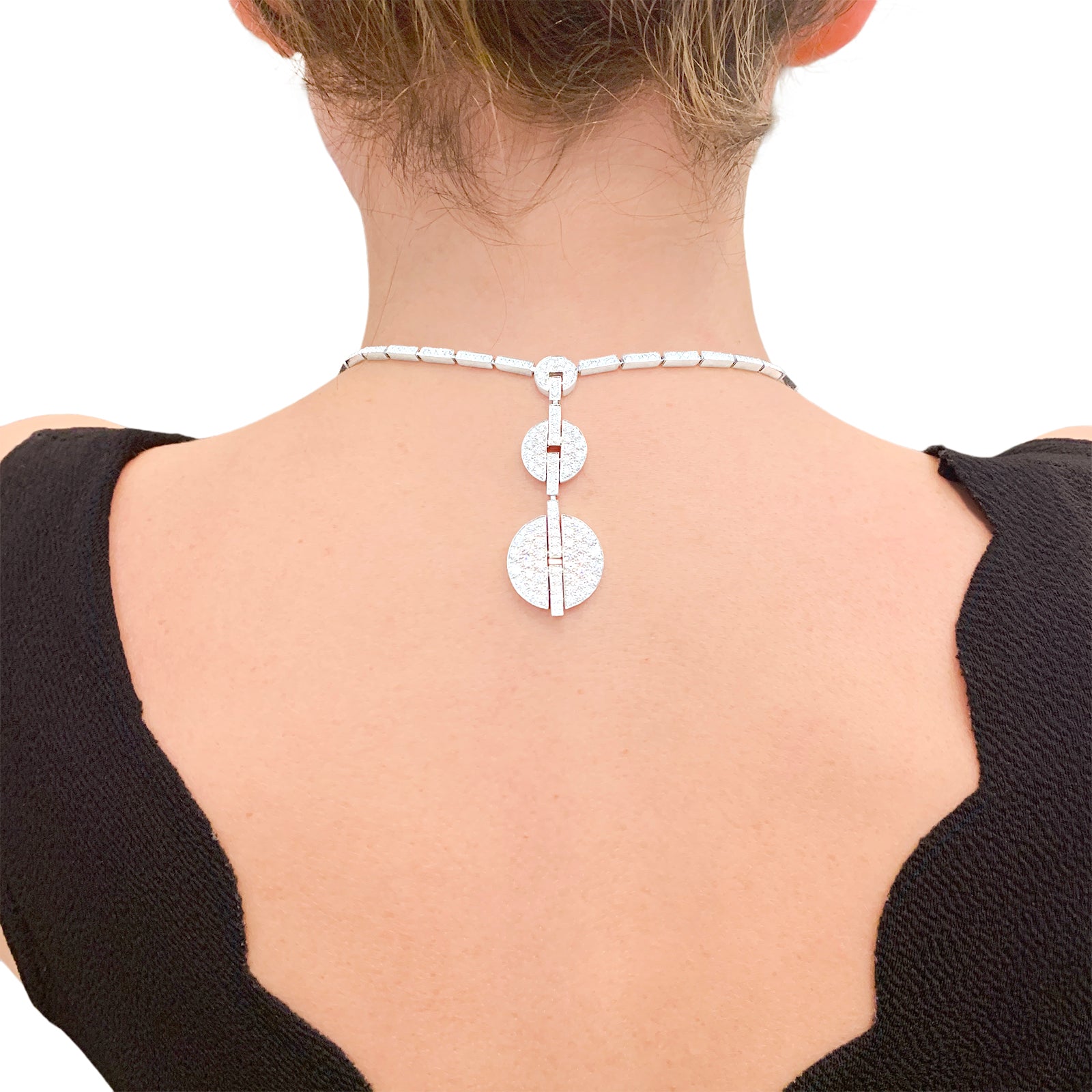 Collier Haute Joaillerie Cartier "Himalia" or blanc, diamants. 14
