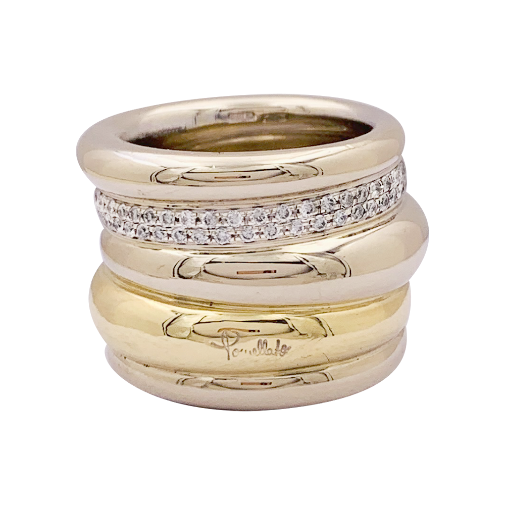 Bague Pomellato, "Tubolare", deux ors et diamants. 3