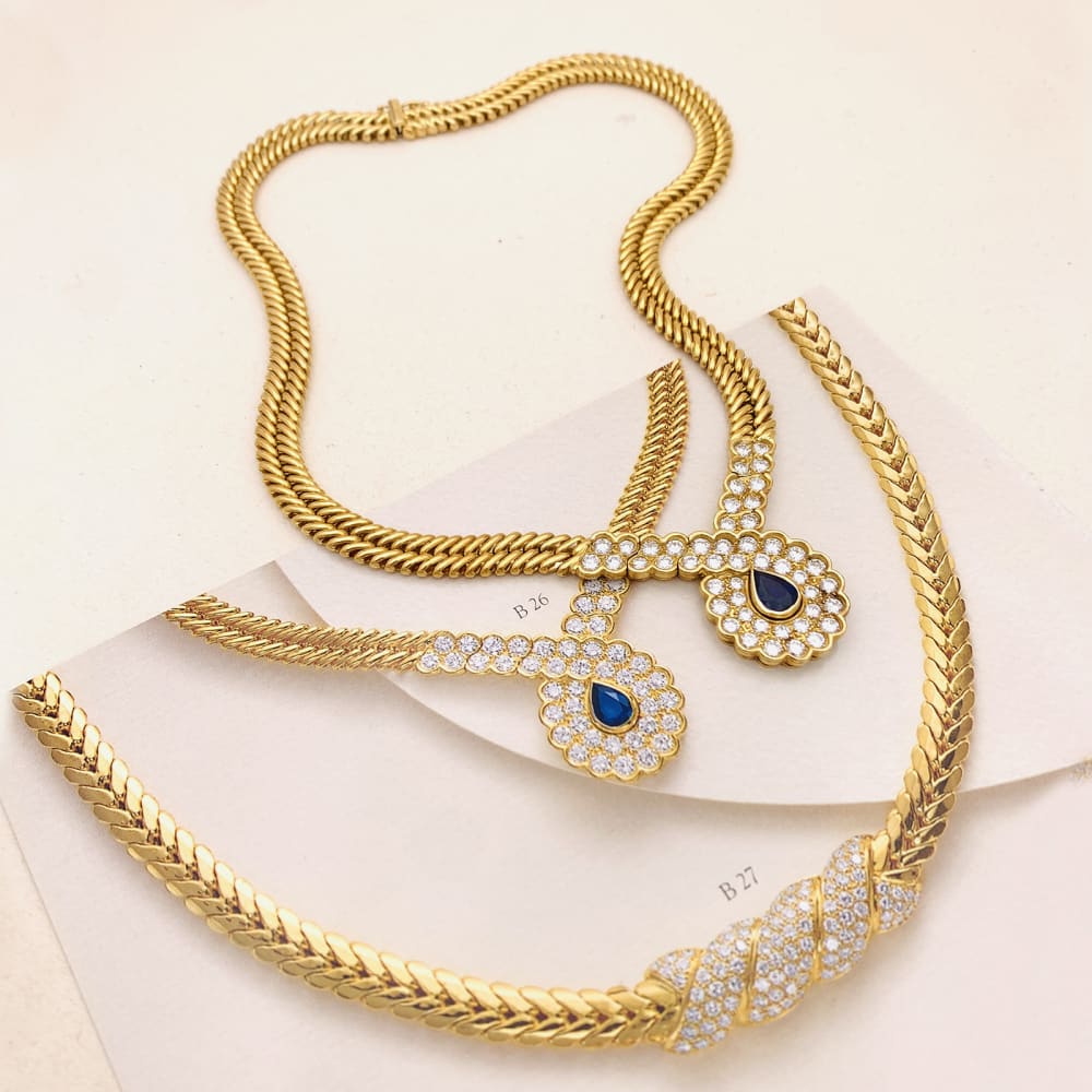 Collier Van Cleef & Arpels, or jaune, saphir, diamants. 8
