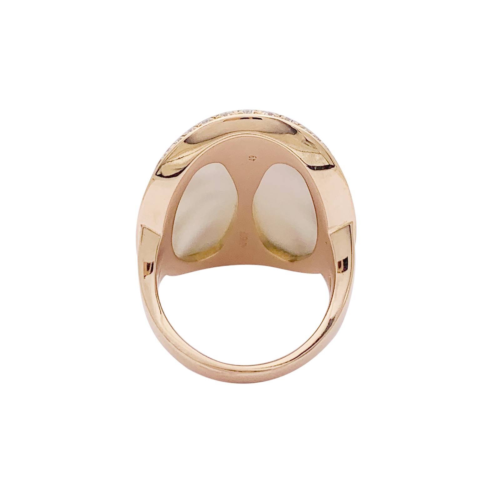 Bague Bulgari "Intarsio" or rose, nacre, diamants. 3