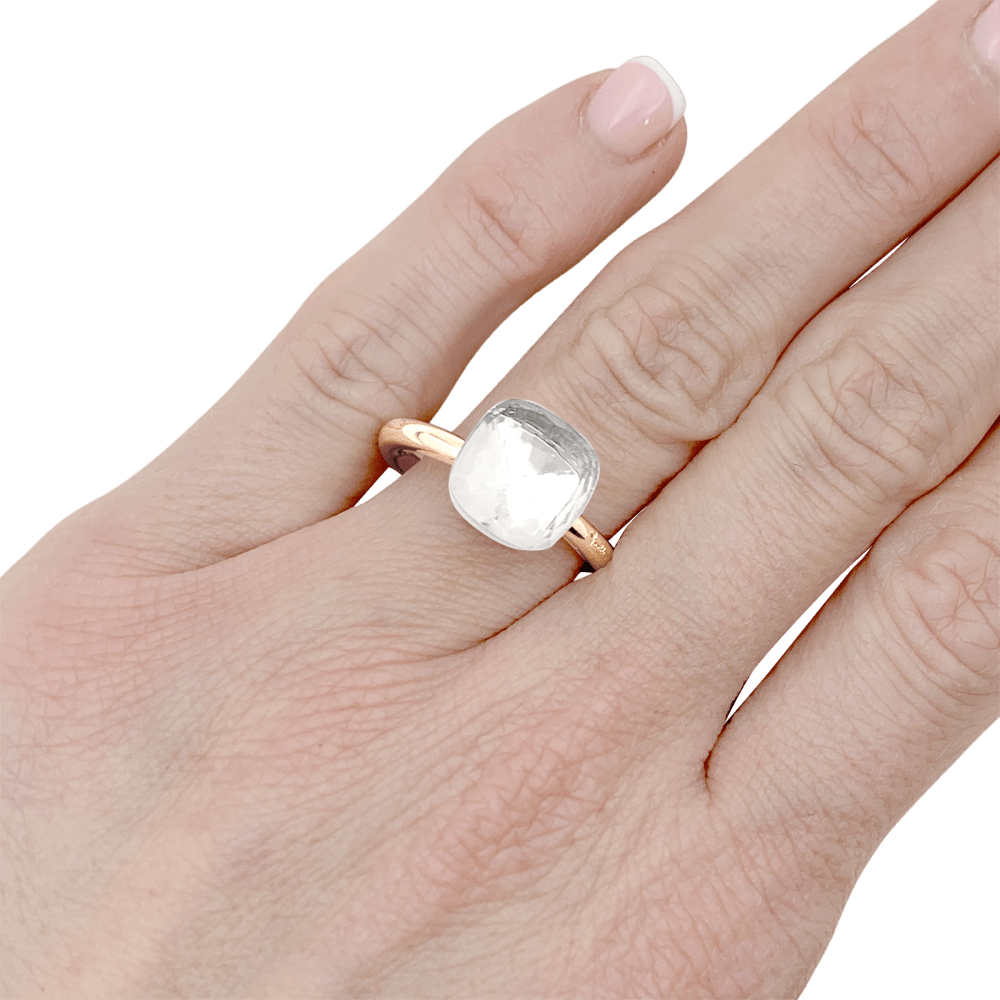 Bague Pomellato, "Nudo Classic", deux ors, topaze blanche. 4
