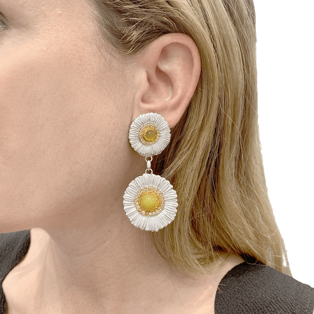Boucles d'oreilles Buccellati, "Blossoms Color", or jaune, argent, diamants bruns, agates jaunes. 5