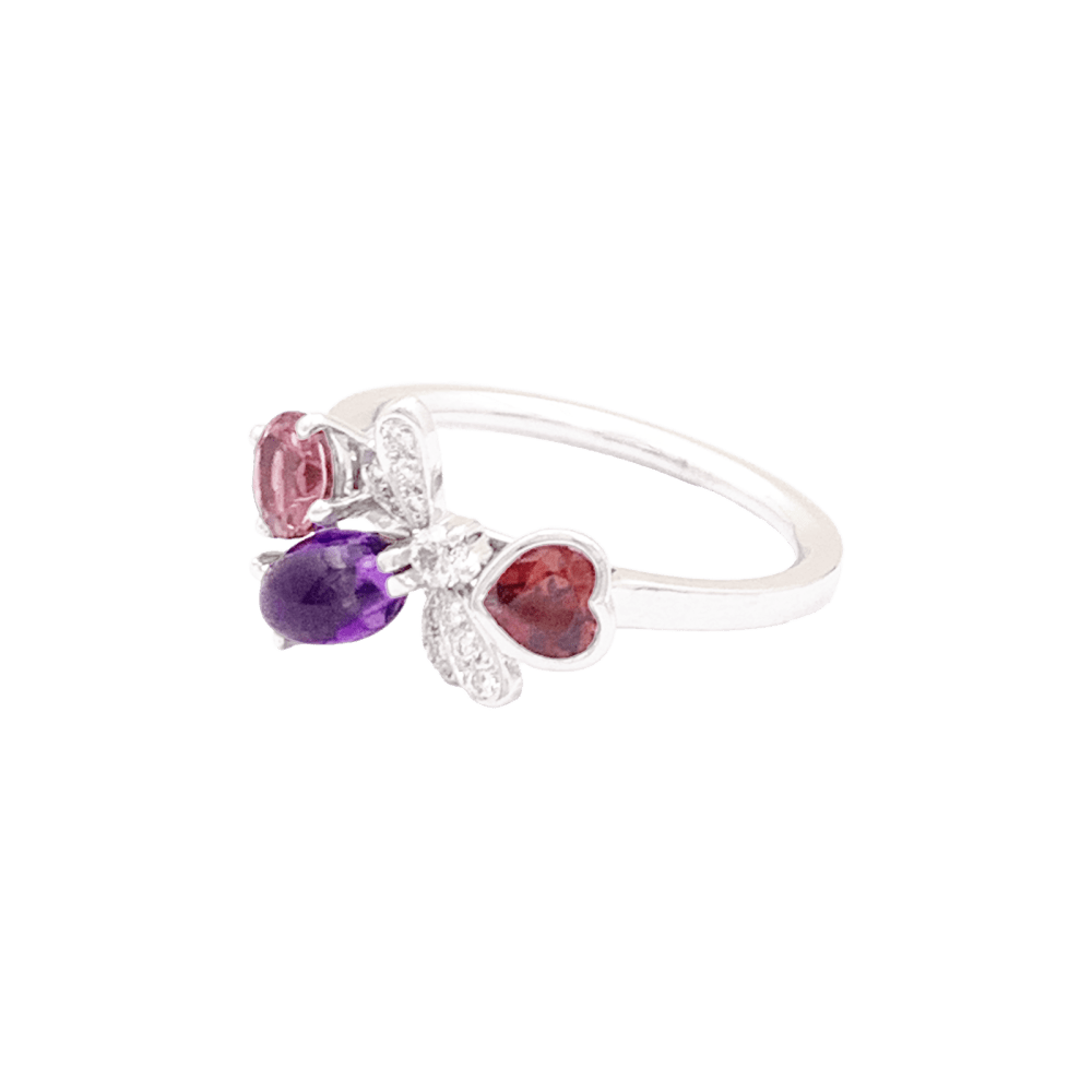 Bague Chaumet, "Attrape-moi...si tu m'aimes", or blanc, améthyste, grenat, diamants. 2
