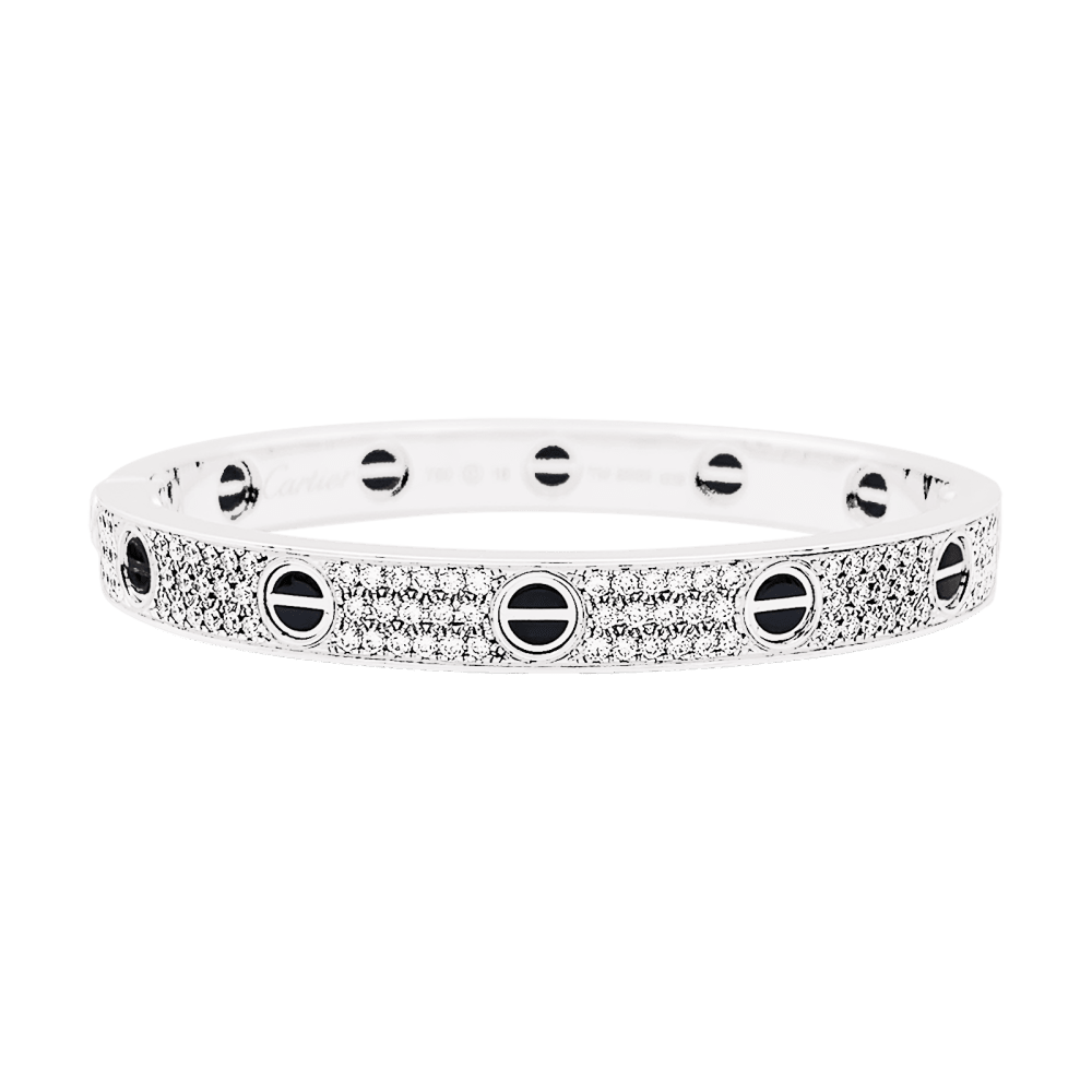 Bracelet Cartier, "Love", or blanc et diamants.  1