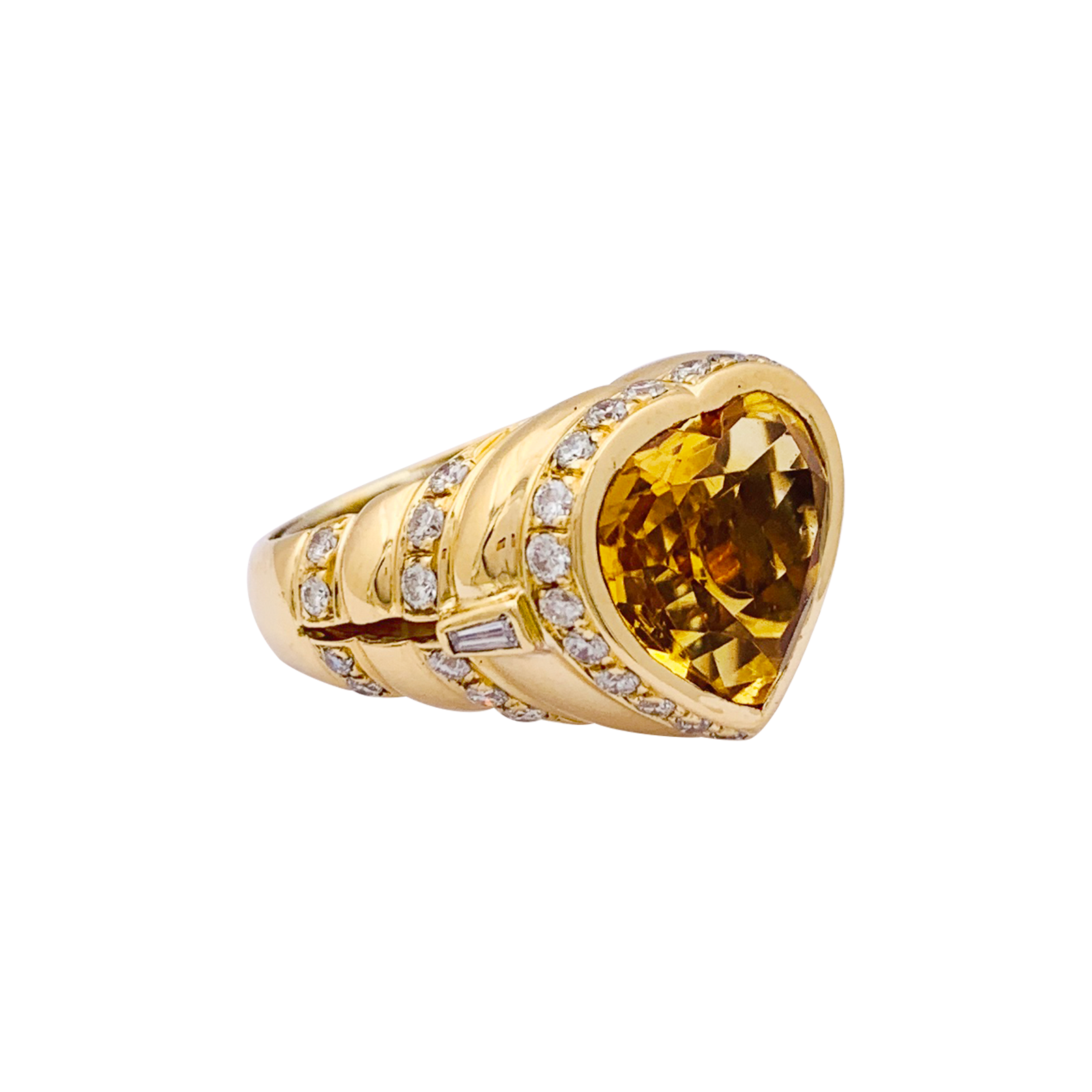 Bague Repossi "Coeur" or jaune, diamants, citrine. 3