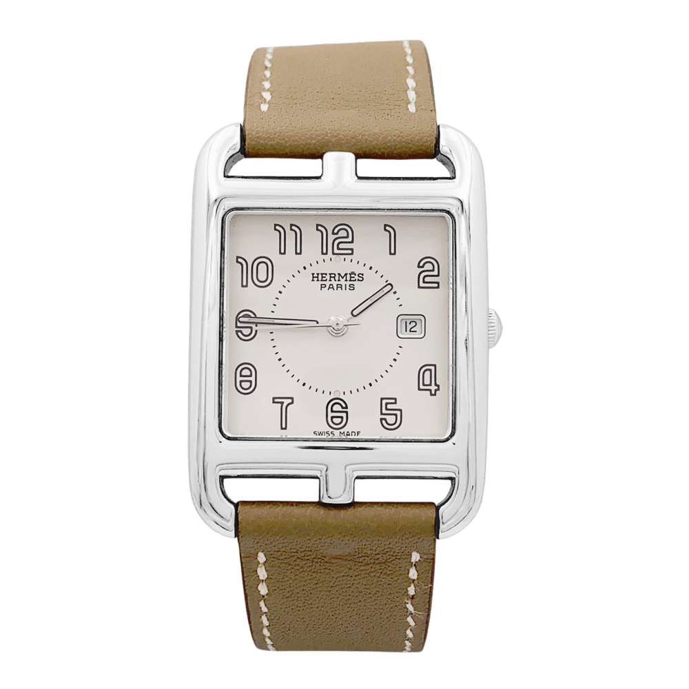 Montre Hermès, "Cape Cod", acier, cuir. 1