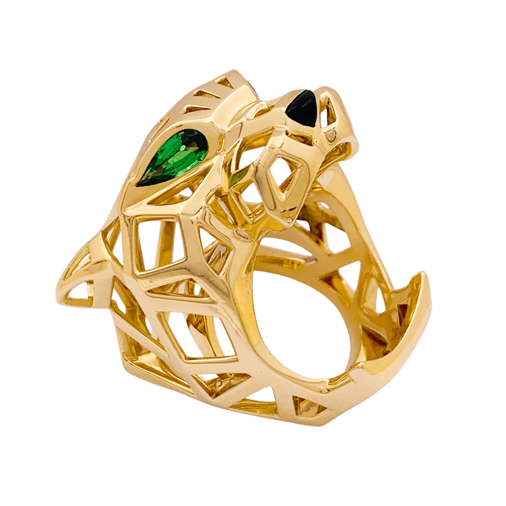 Bague Cartier, "Panthère de Cartier", or jaune, tsavorites, onyx. 3
