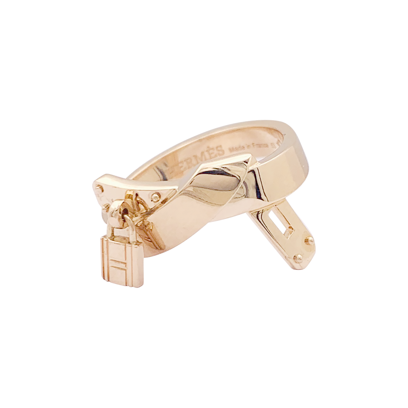 Bague Hermès "Kelly Gavroche" or rose. 1