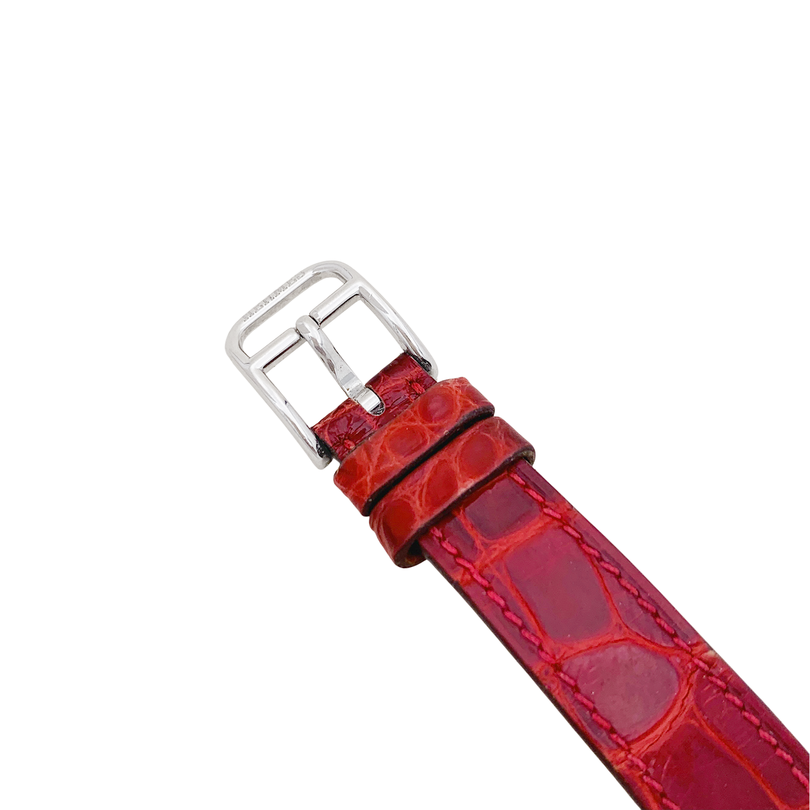 Montre Hermès modèle "Cape Cod Tonneau" en acier et diamants sur cuir. 4
