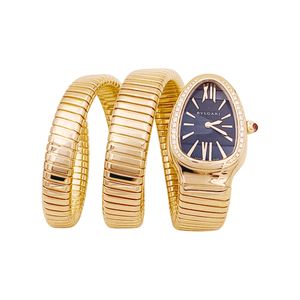 Montre Bulgari, “Serpenti Tubogas”, or rose, diamants. 1