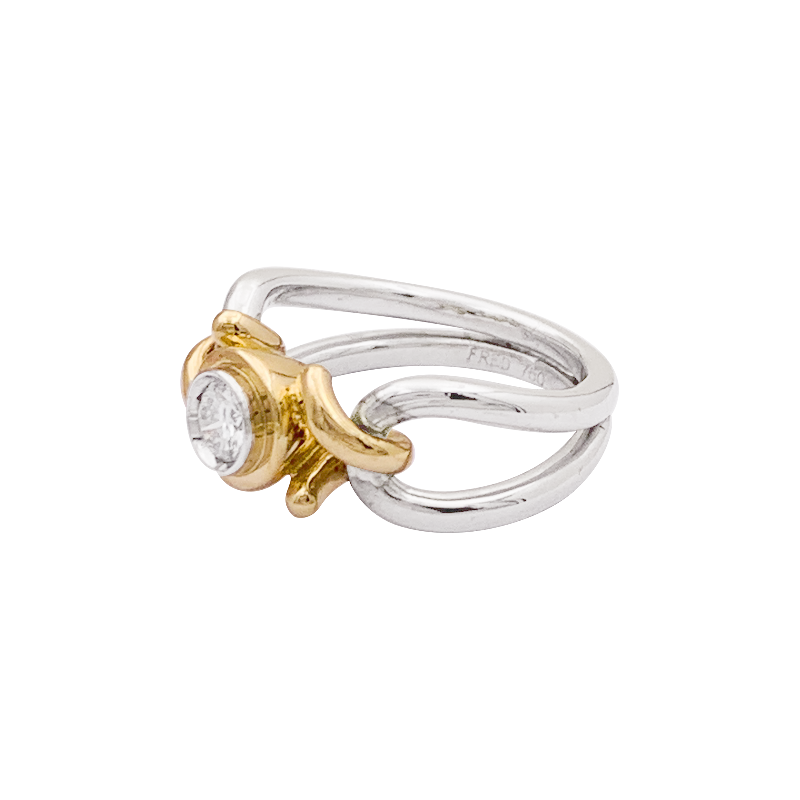 Bague FRED, deux tons d'or et diamant. 2