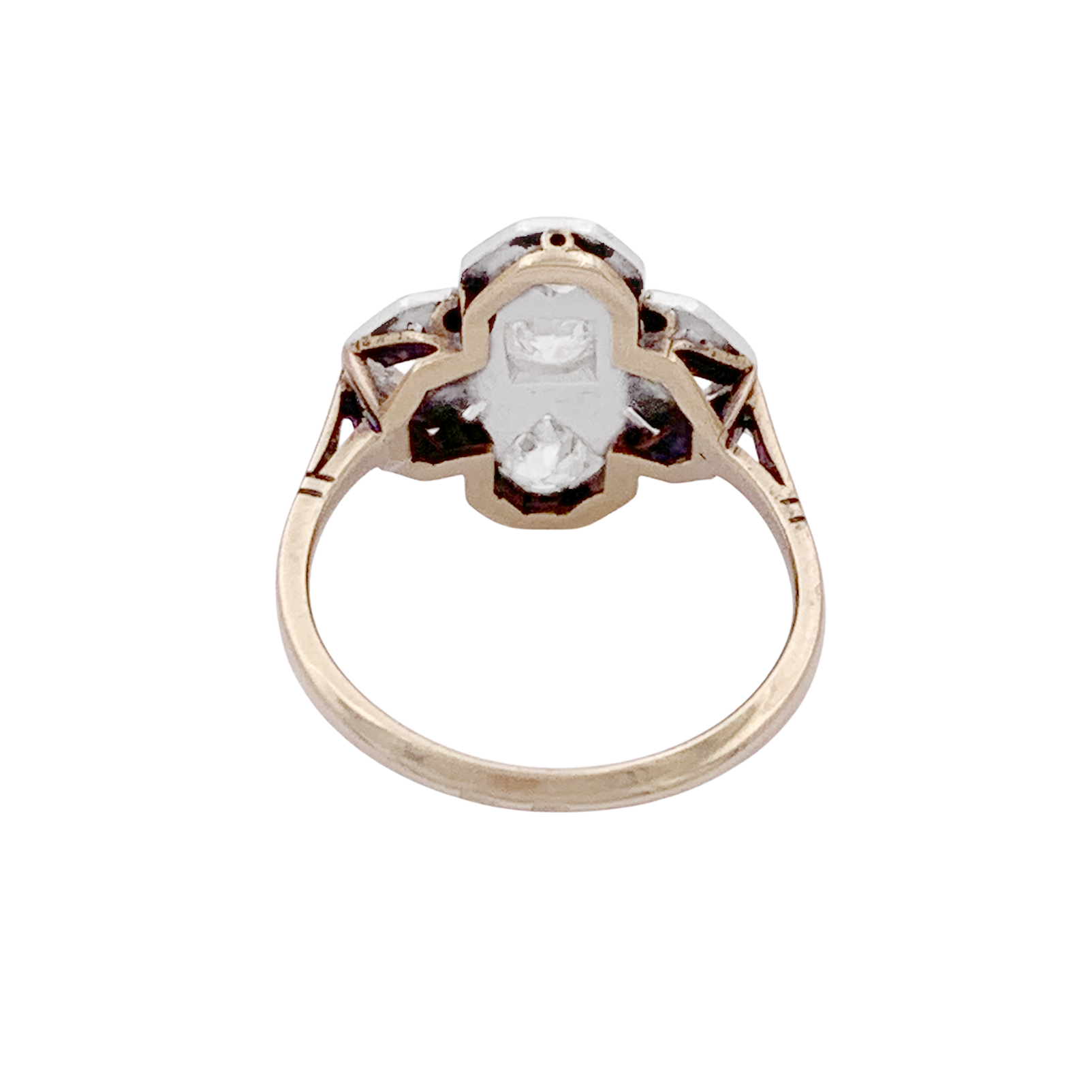Bague ART DÉCO diamants taille ancienne, or jaune, platine. 4