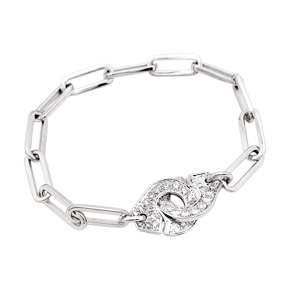 Bracelet Dinh Van, "Menottes", or blanc et diamants.  3