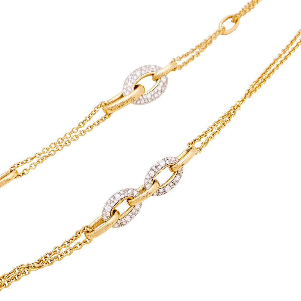 Sautoir Pomellato "Tango" or rose, argent, diamants. 3