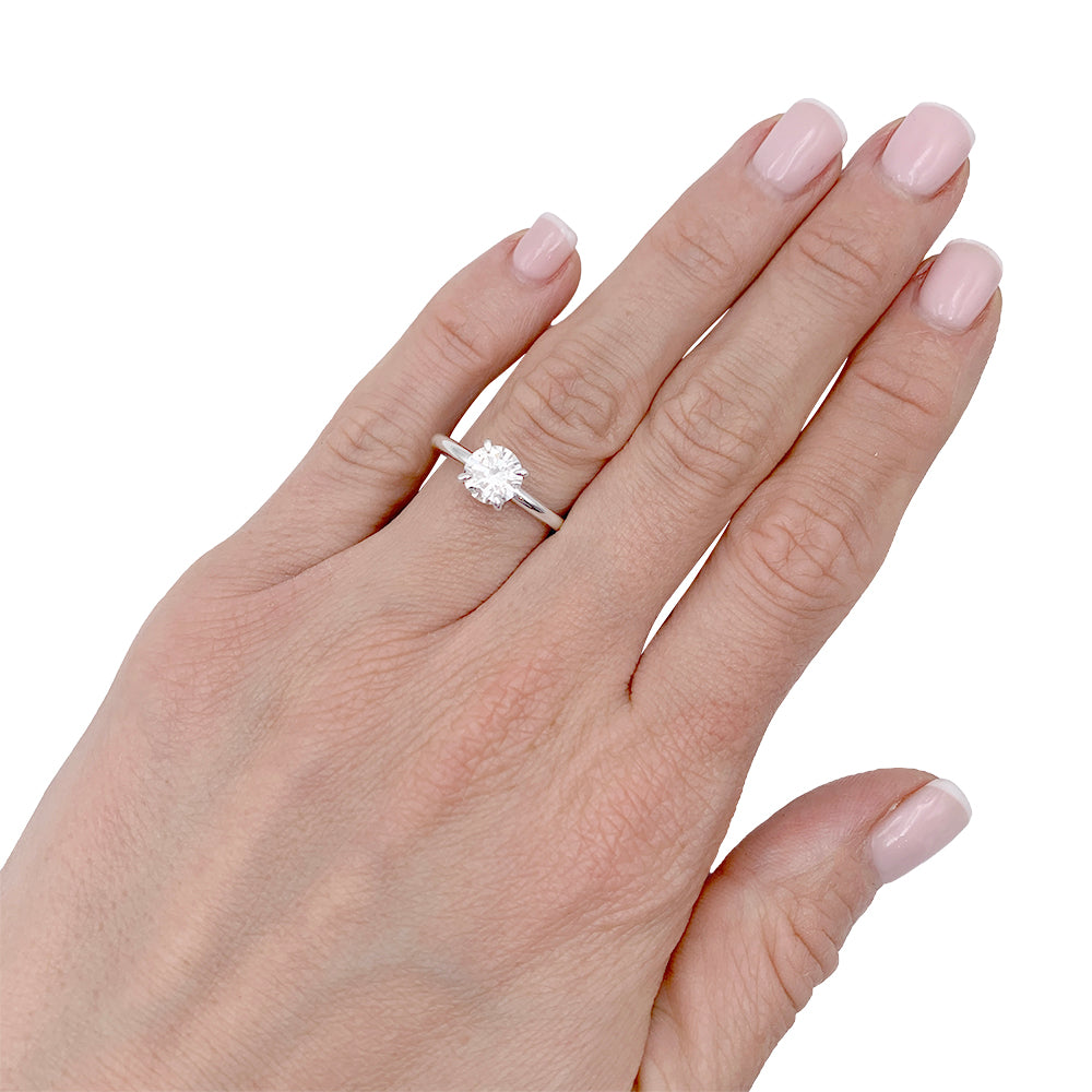 Bague solitaire en or blanc, diamant 1,11 carat. 6