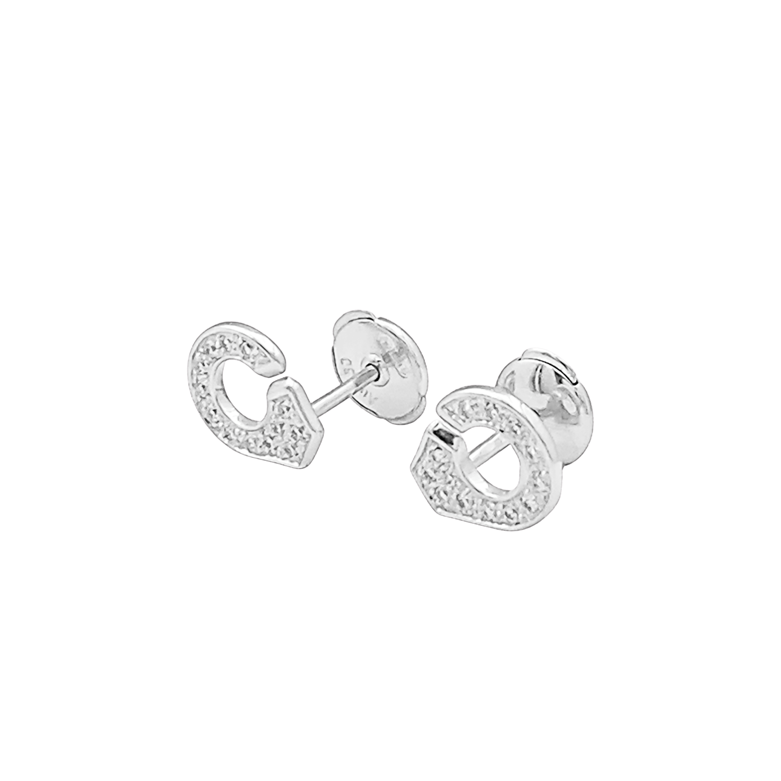 Puces d'oreilles Dinh Van, "Menottes" or blanc et diamants.   3