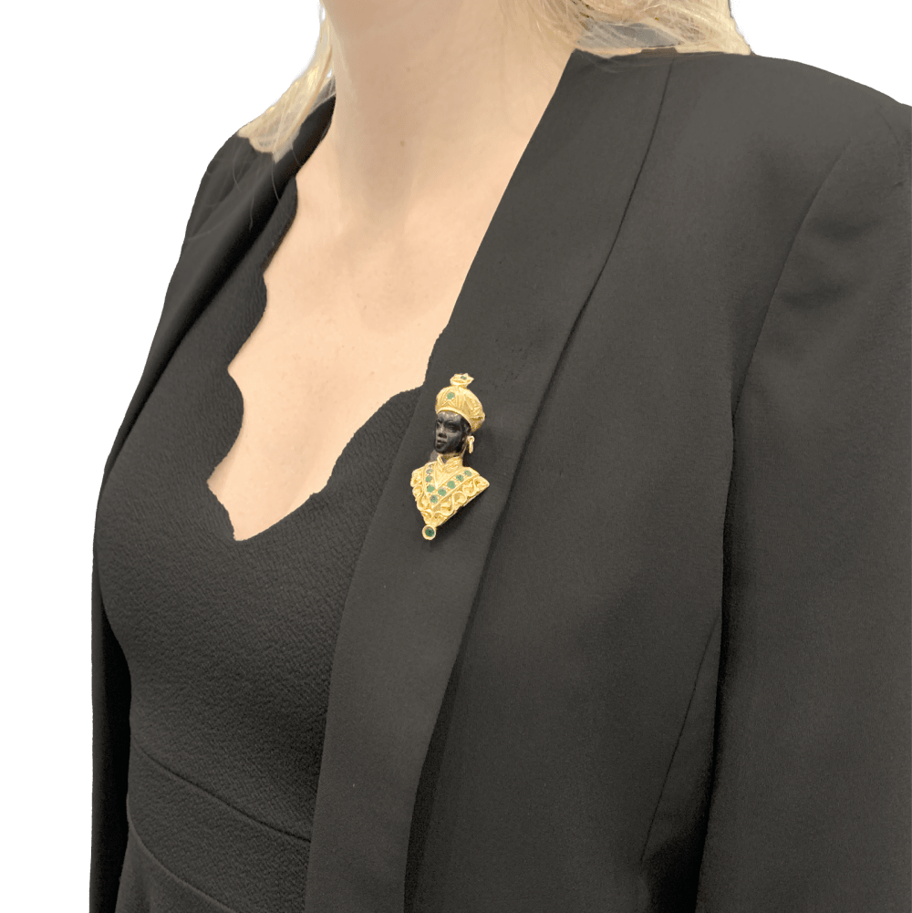 Broche G.NARDI, "Moretto", or jaune, émeraudes, ébène. 9