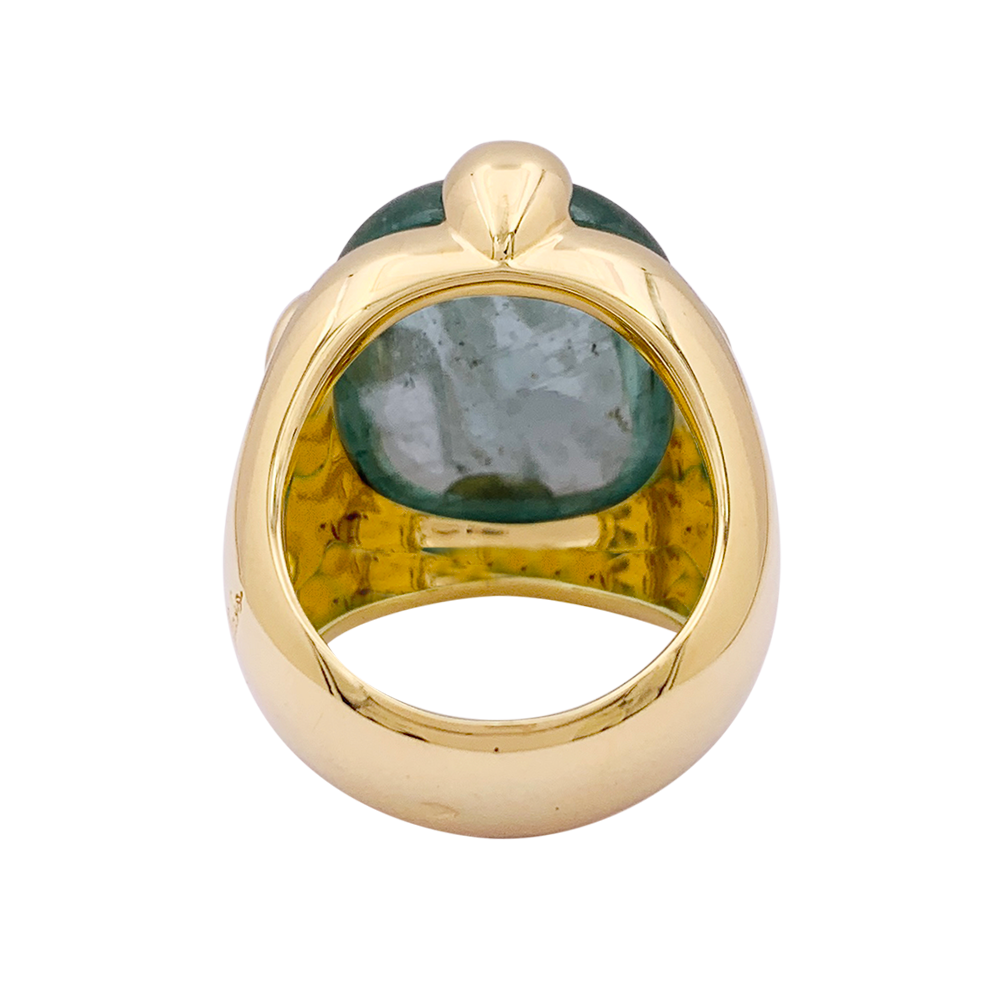 Bague Pomellato "Griffe" or jaune, aigue marine. 1