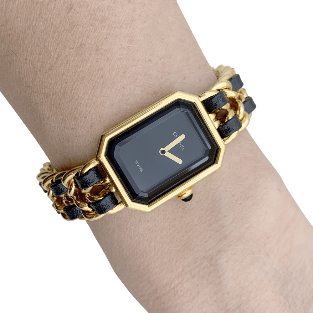 Montre Chanel, "Première", plaqué or, cuir.  7
