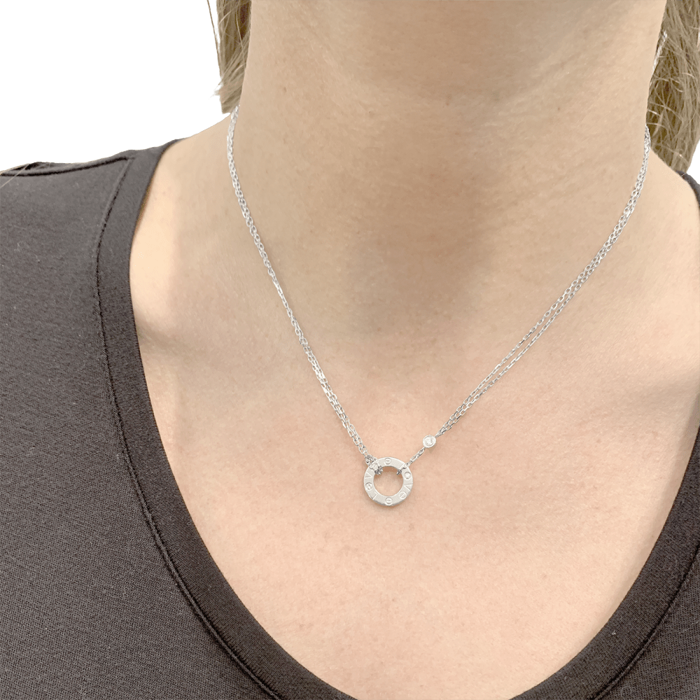 Collier Cartier, « Love», or blanc, diamants.  6