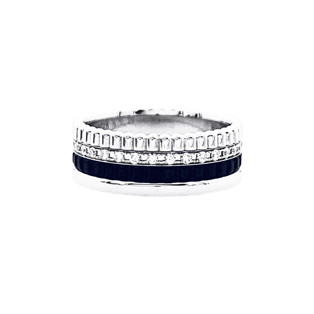 Bague Boucheron,"Quatre Black Edition Small", en or blanc, PVD, diamants.  1