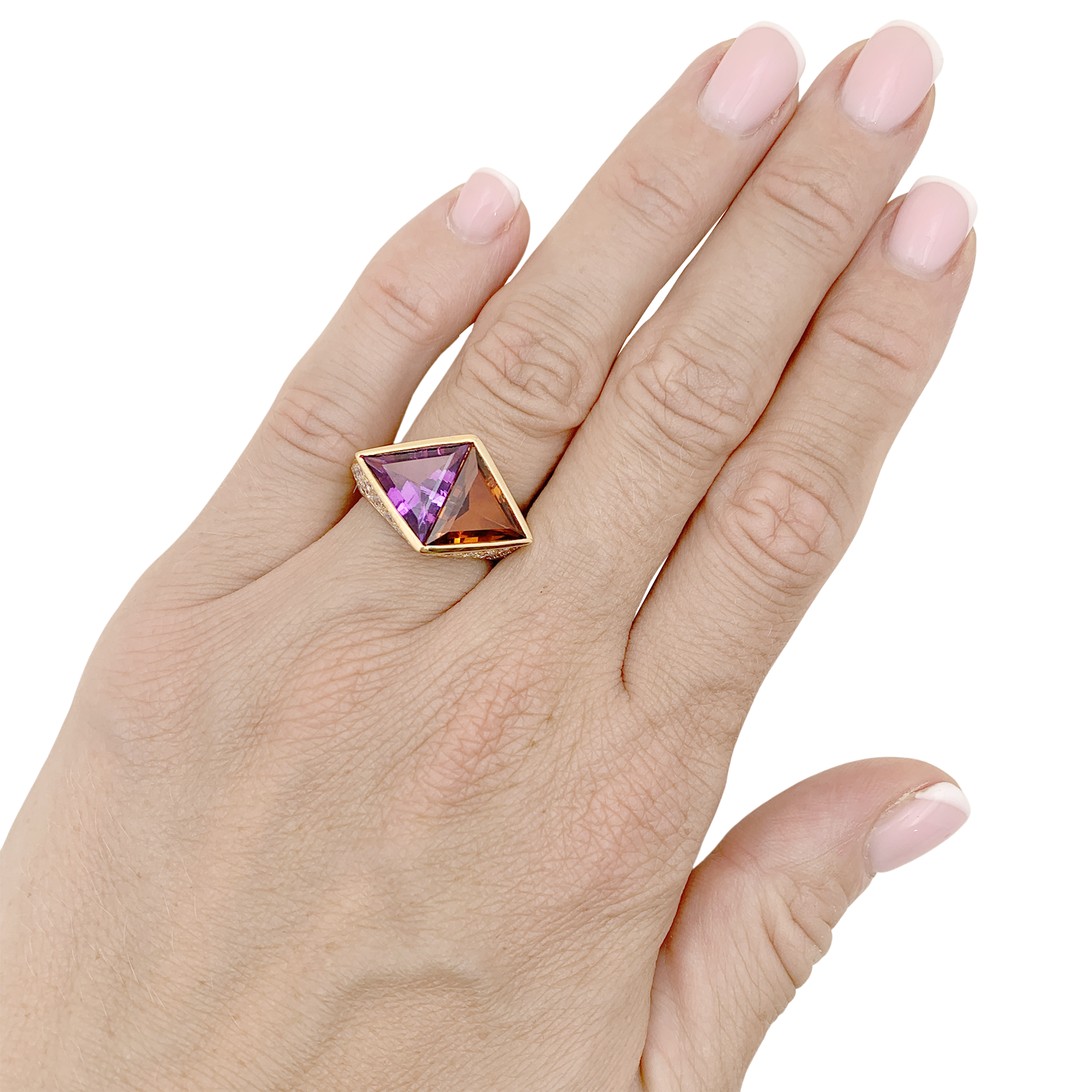Bague O.J. Perrin, or jaune, citrine, améthyste et diamants.  5