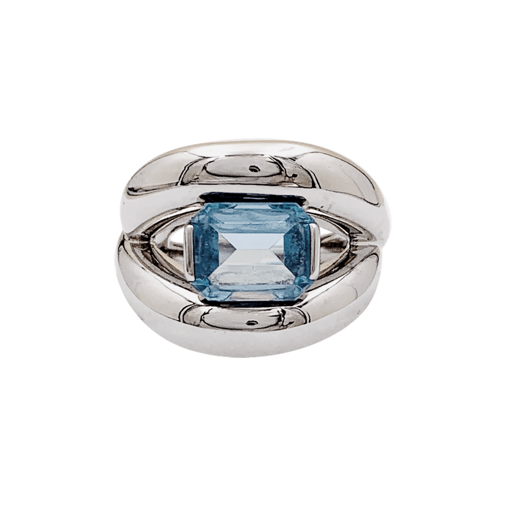 Bague Mauboussin, "Twins", or blanc, aigue-marine.  1