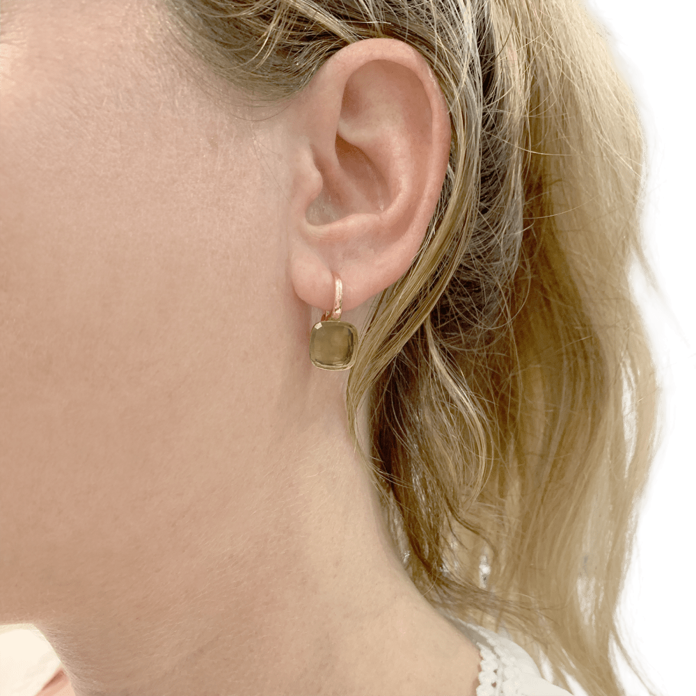 Boucles d'oreilles Pomellato, "Nudo", or rose et blanc et quartz lemon. 4