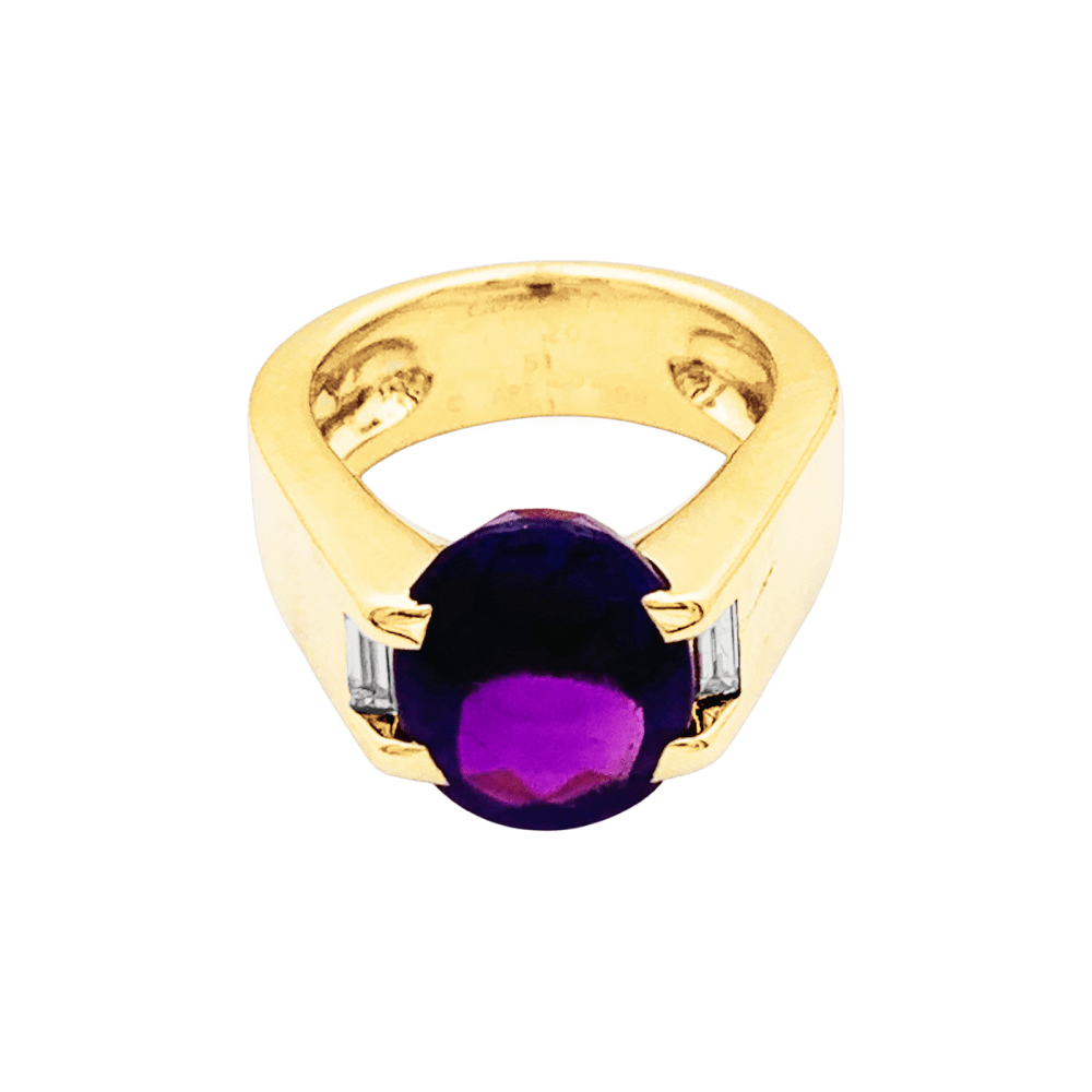 Bague Cartier, or jaune, améthyste et diamants.  3