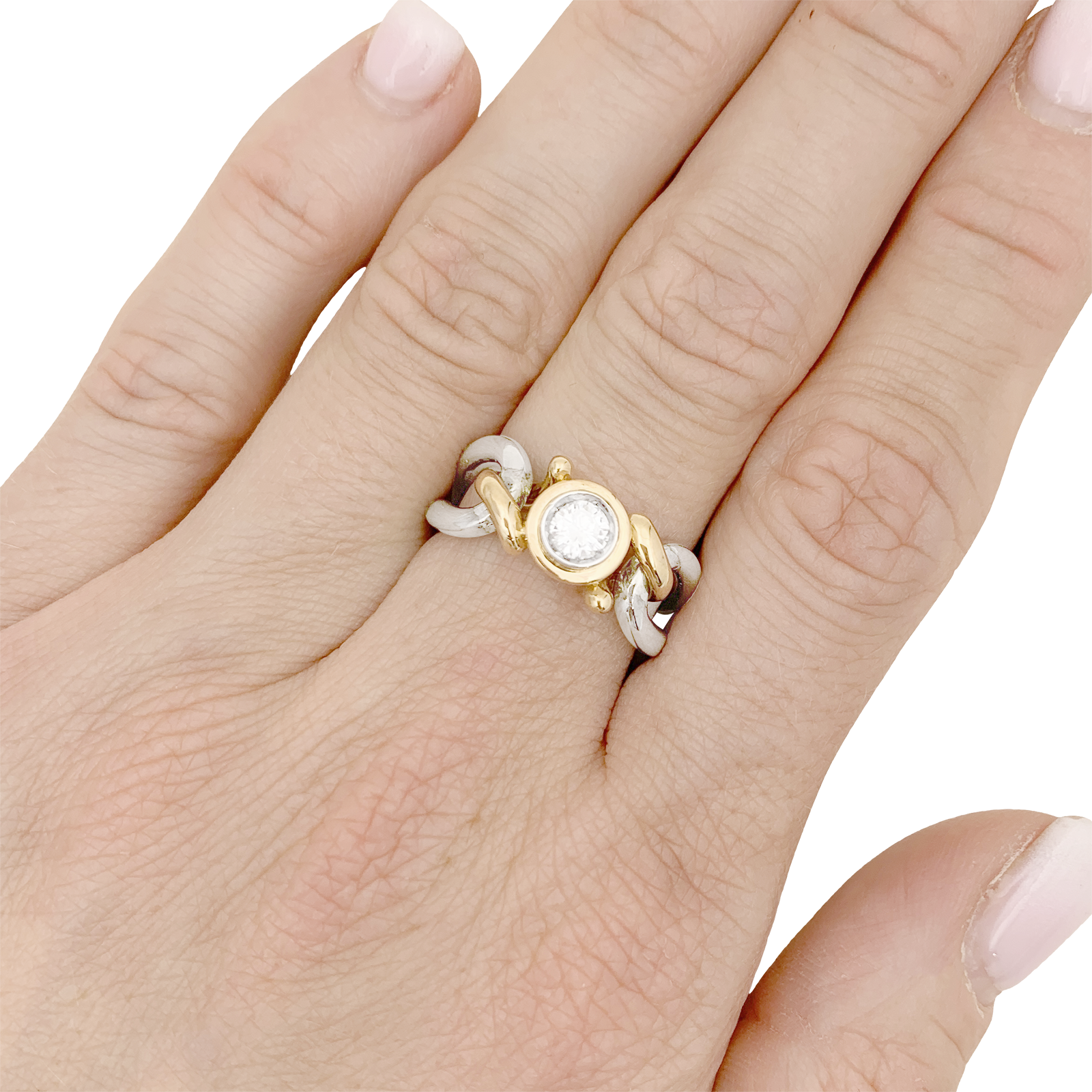 Bague FRED, deux tons d'or et diamant. 5