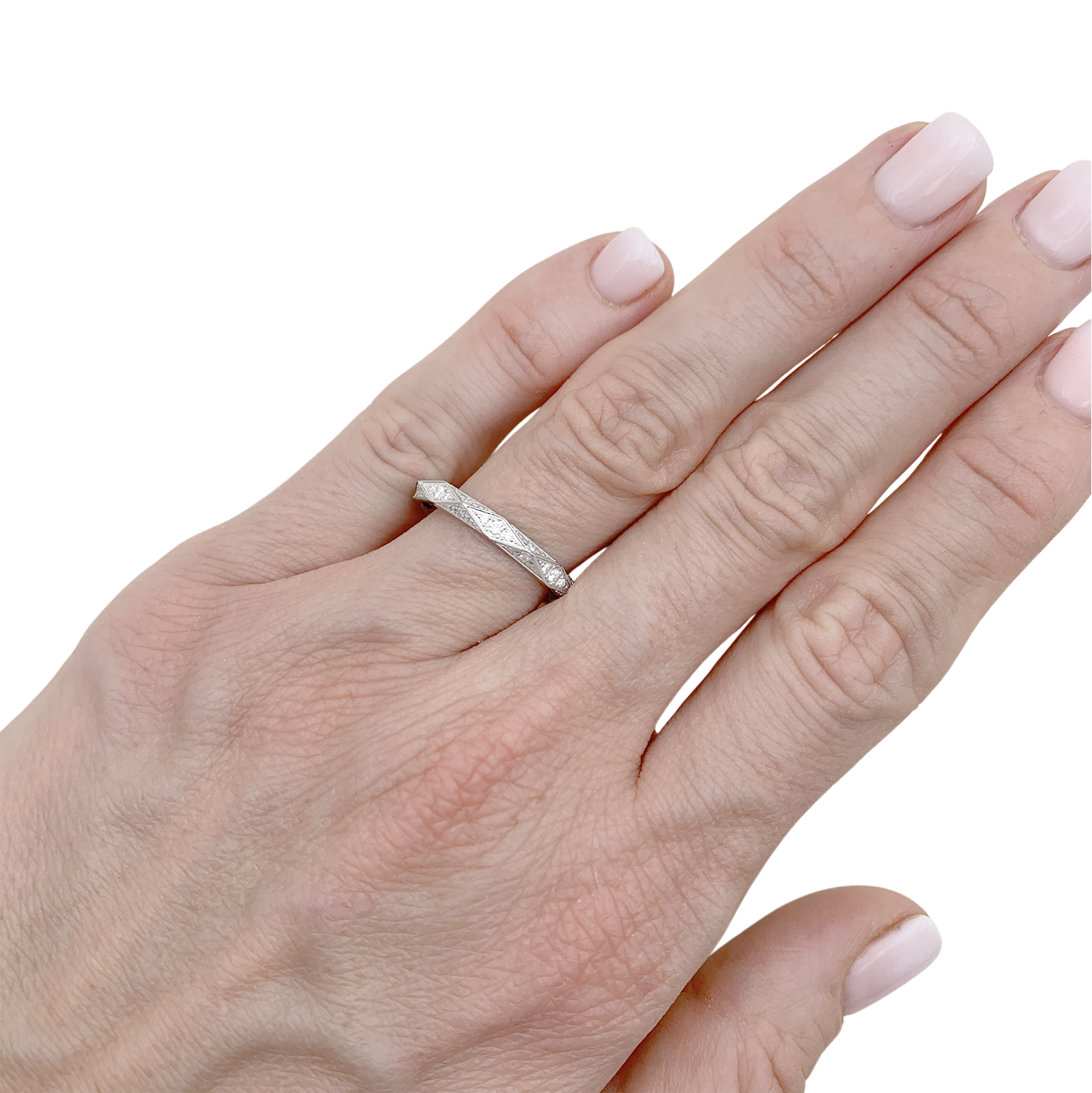 Alliance Boucheron "Facette" platine, diamants. 4