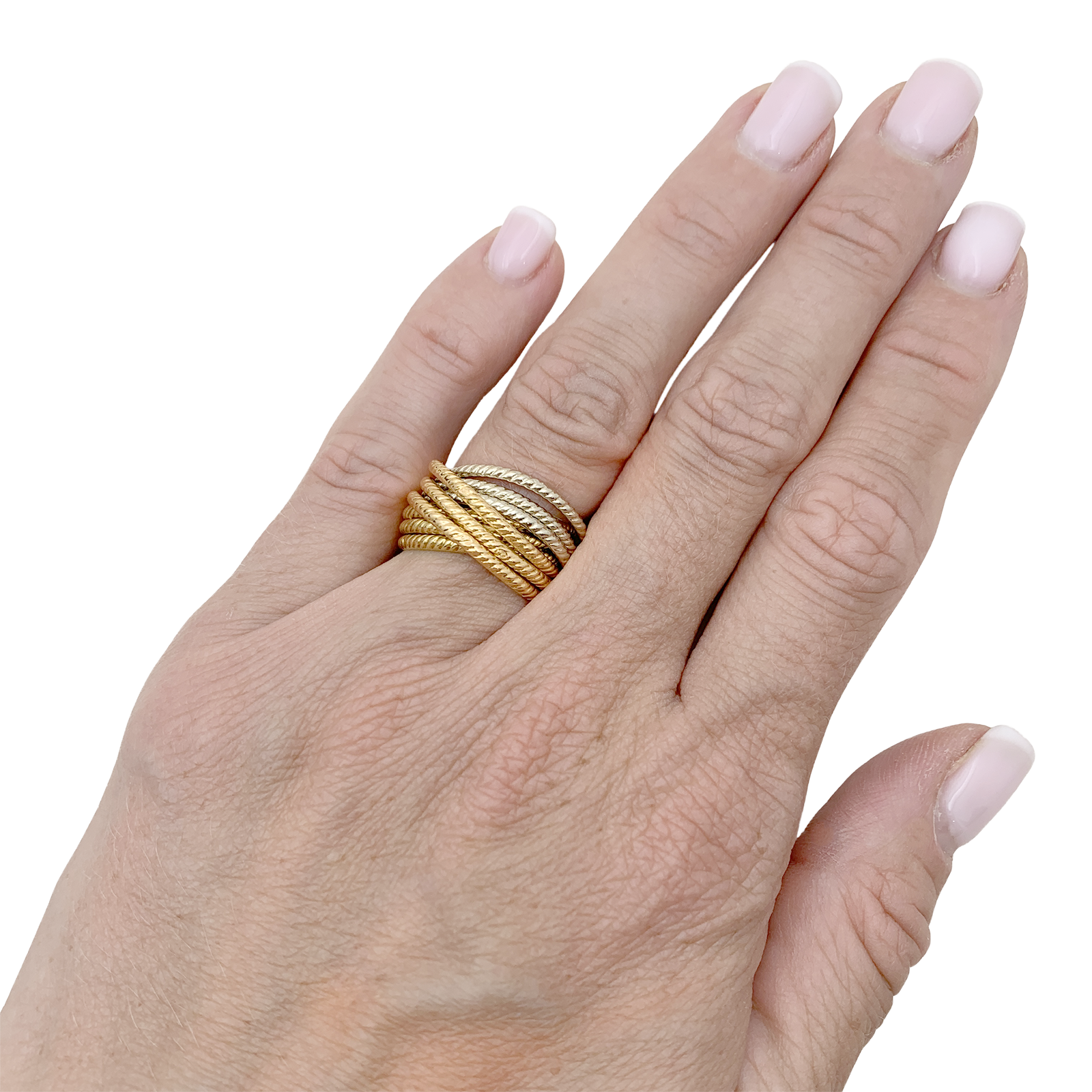Bague multi-jonc trois ors. 6
