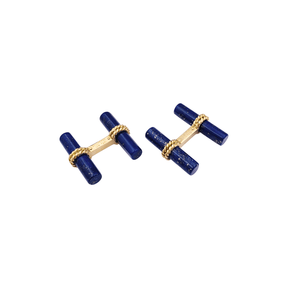 Boutons de manchette BOUCHERON, or jaune et bâtonnets de lapis lazuli. 2