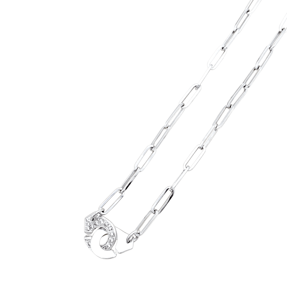 Collier Dinh Van, "Menottes", or blanc, diamants  4